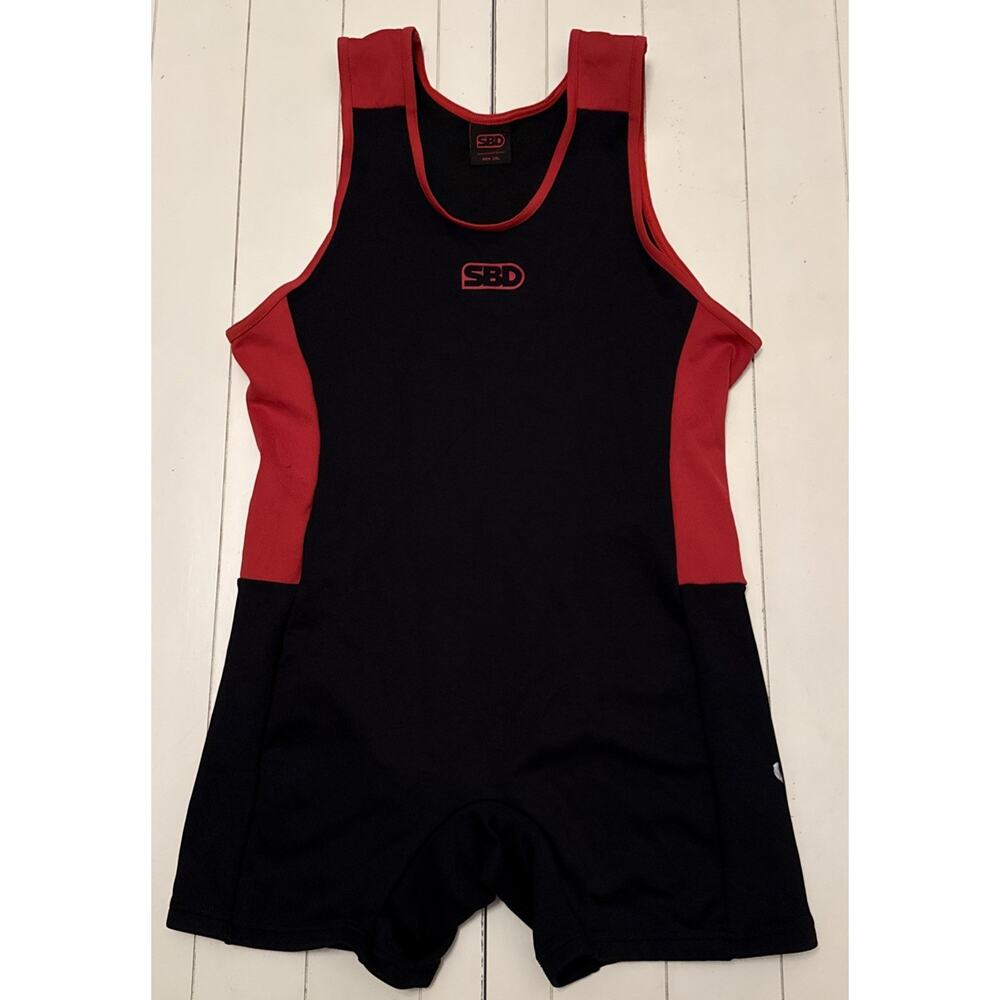 SBD Power Singlet Mens 2XL Black Red Powerlifting Weightlifting Suit Gym